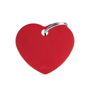 Hondenpenning Aluminium Hartje rood Large