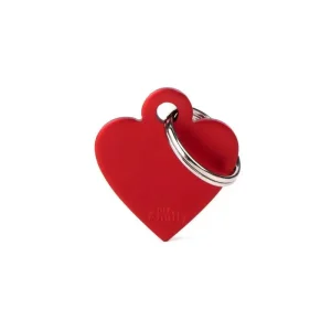 Hondenpenning Aluminium Hartje Rood Small